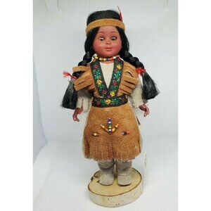 Vintage Indien Art Eskimo Native American Doll & Baby Shelf Sitter Home Décor